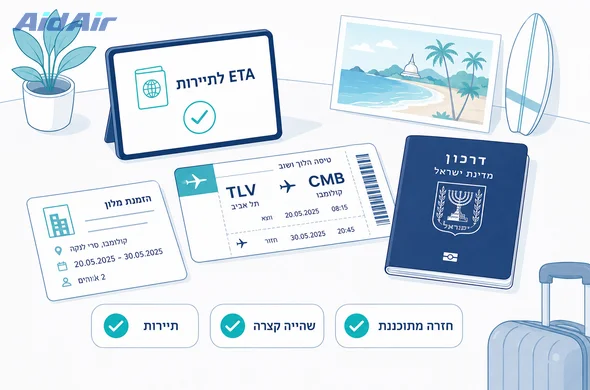 Flat vector infographic-style illustration, clean lines, modern tech vibe, 2D. Two large comparison cards side-by-side on a minimalist dashboard: left card ETA with a smartphone and checkmark, right card Regular Visa with a passport stamp icon. Faceless abstract character points at the correct choice, another holds a passport and a small travel itinerary sheet. Use deep blue and turquoise as primary colors, with Sri Lanka island accents teal and warm sand; add subtle accent highlights only. Background: white or soft grey with a faint outline of Sigiriya Rock in light grey. Calm and trustworthy mood, clear visual hierarchy, no real country emblems, not photorealistic.